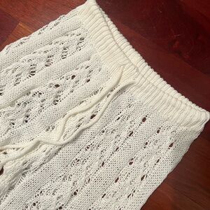 White Knit Drawstring Pants